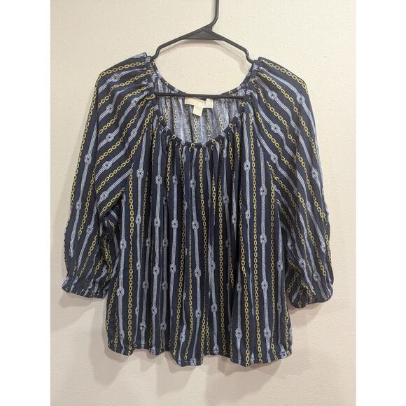 MICHAEL Michael Kors Tops - Women's navy nautical theme blouse w/rope & chain print, Michael Michael Kors XL